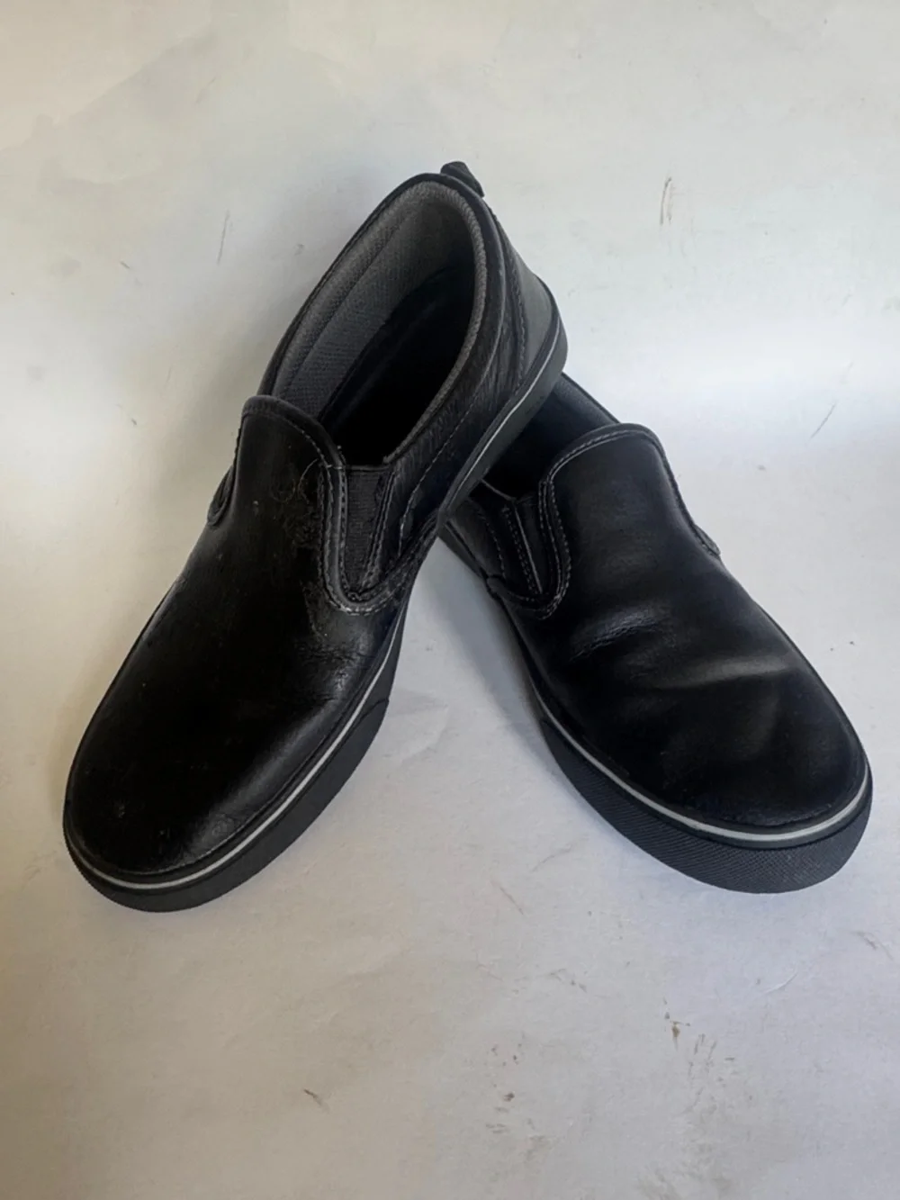 TREDSAFE Slip Resistant Work Loafer Shoes Black Vegan Faux Leather M-6 / W-7 GUC